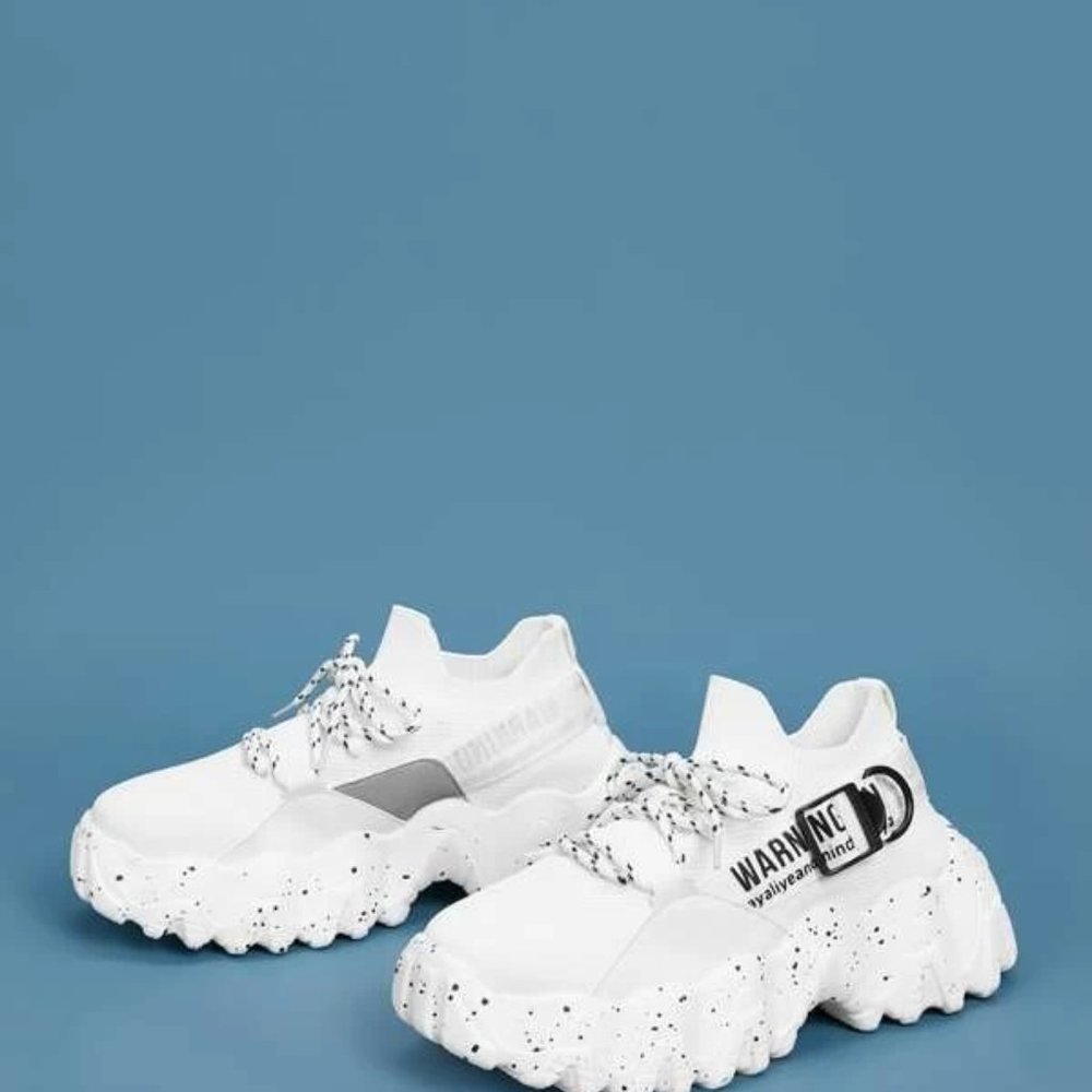 Lace-up Front Letter Graphic Chunky Sneakers